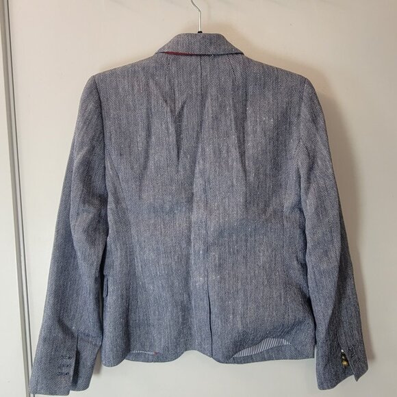 J Crew women blazer size 2 blue / white Dalton line used great condition - Picture 3 of 6